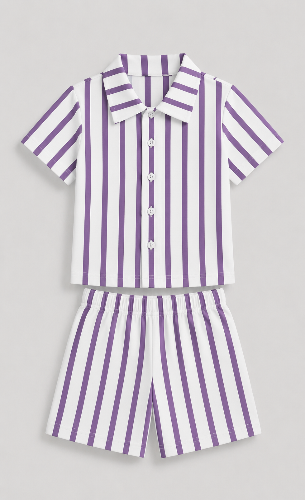 Lavender Stripe Kids Shirt & Shorts Co-Ord Set 💜