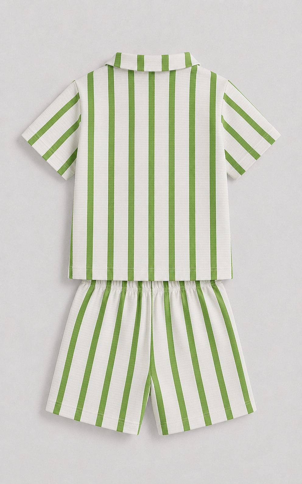 Fresh Green Stripe Kids Shirt & Shorts Co-Ord Set 💚