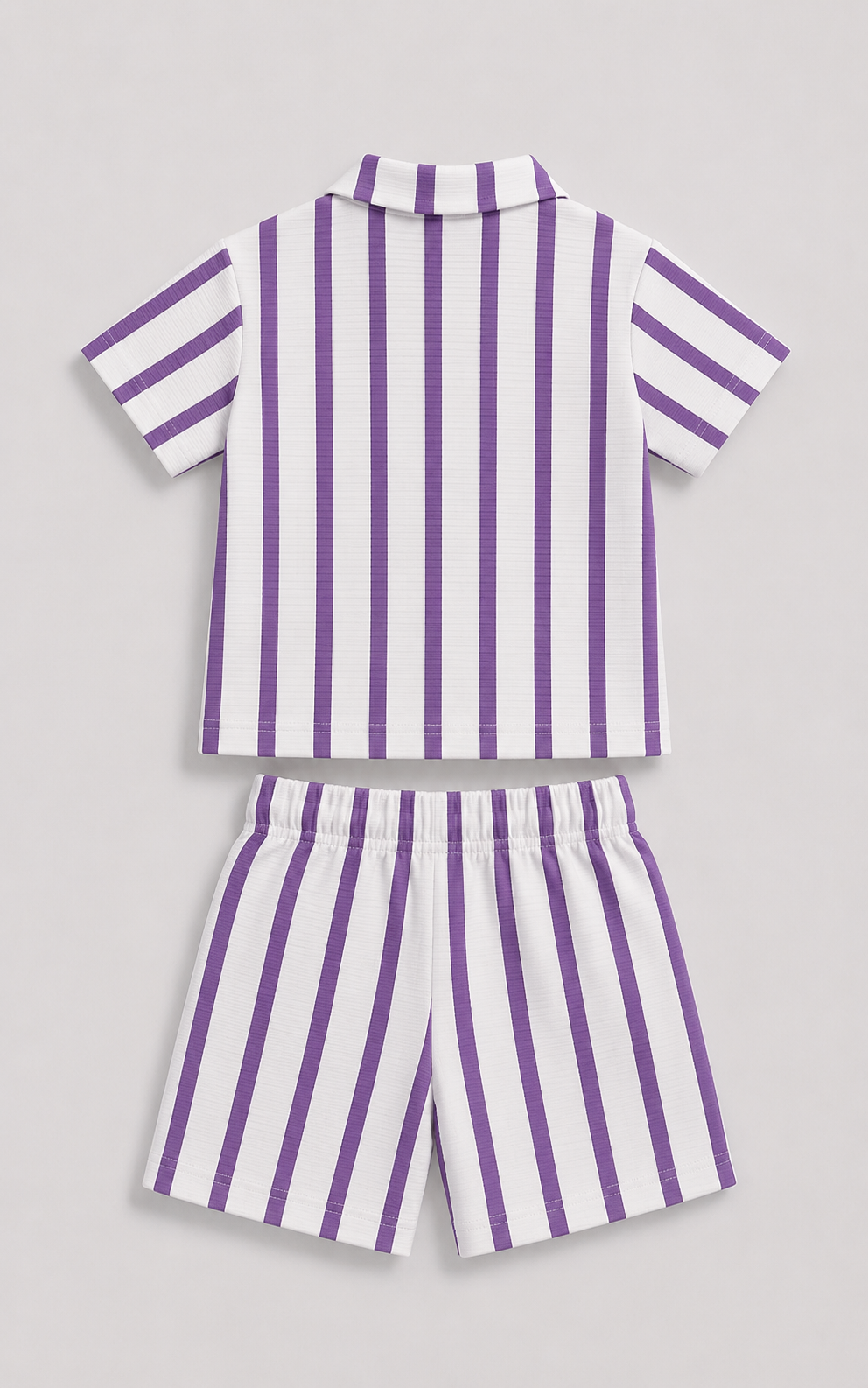 Lavender Stripe Kids Shirt & Shorts Co-Ord Set 💜