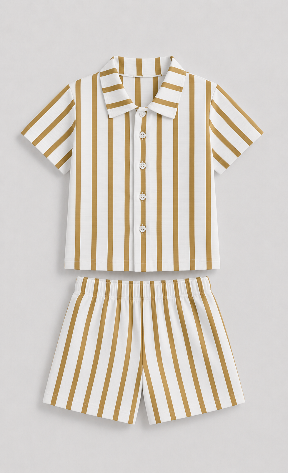 Golden Stripe Kids Shirt & Shorts Co-Ord Set ⭐