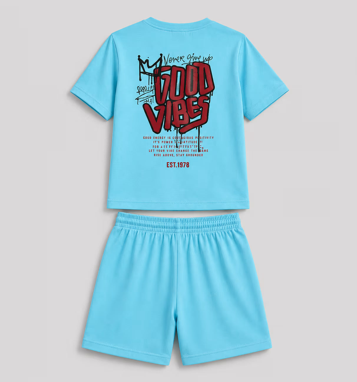 Never Give Up Aqua Shorts Set