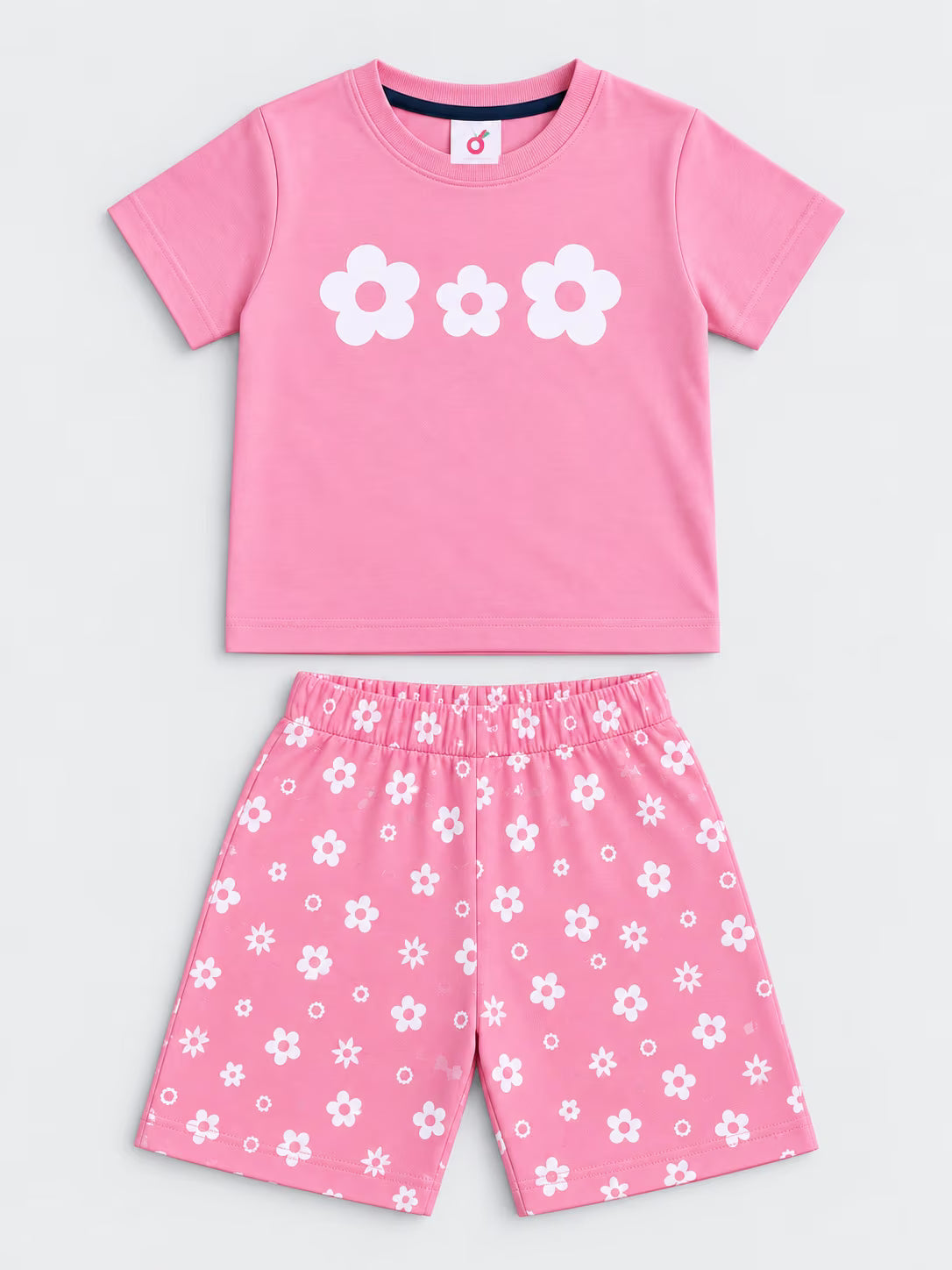 Blooming Flowers Cotton T-Shirt & Shorts Co-Ord Set