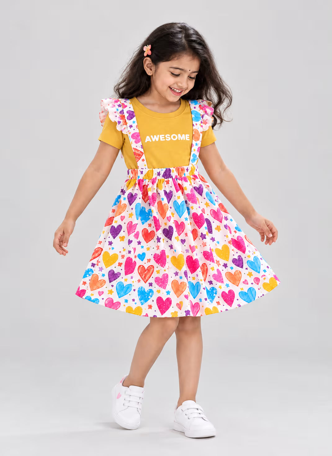 Rainbow Heart Suspender Dress
