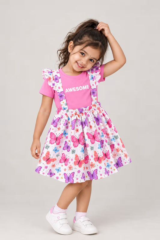 Floral Flutter Suspender Dress
