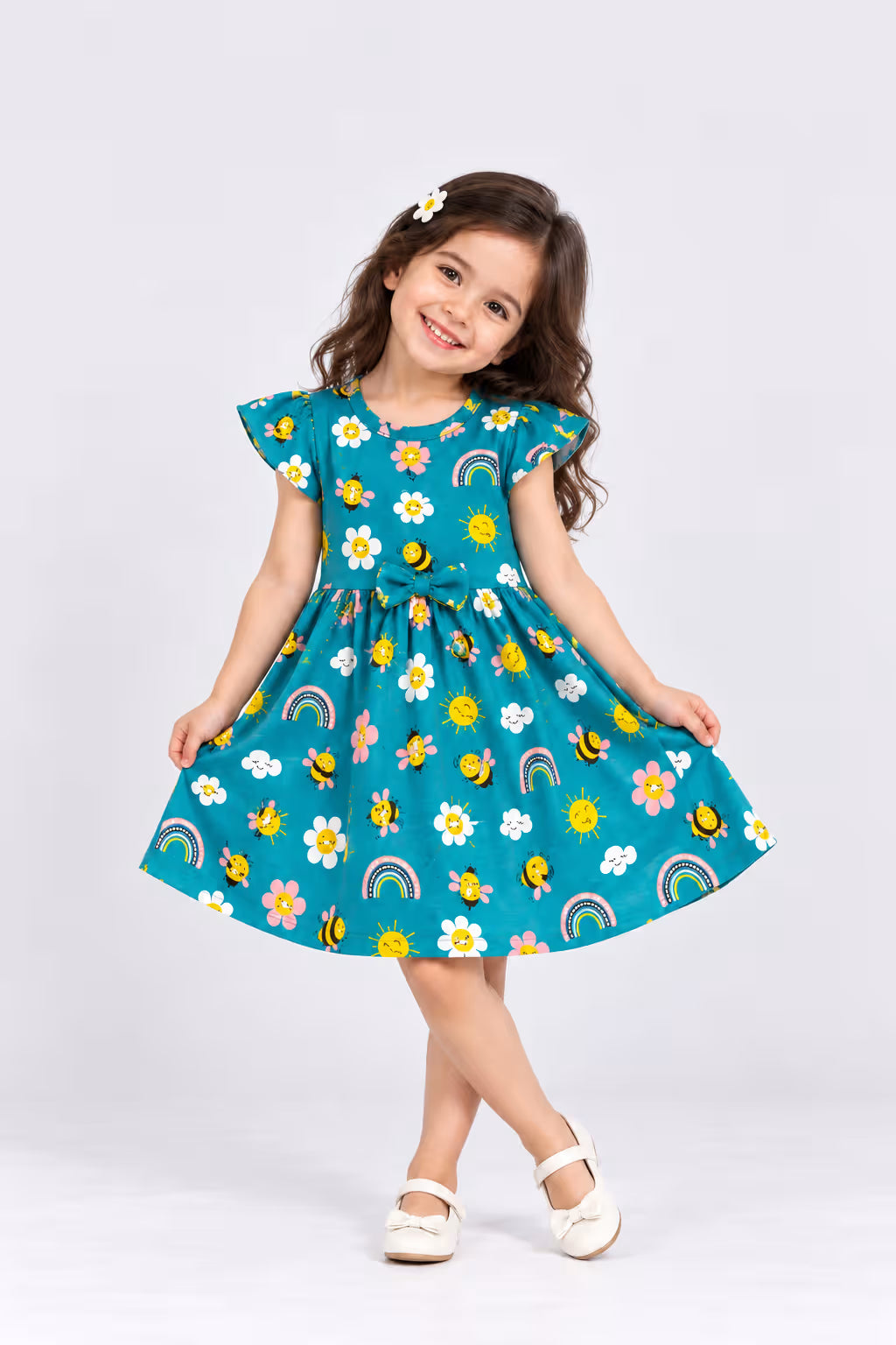 🩵 Blue Rainbow Garden Dress