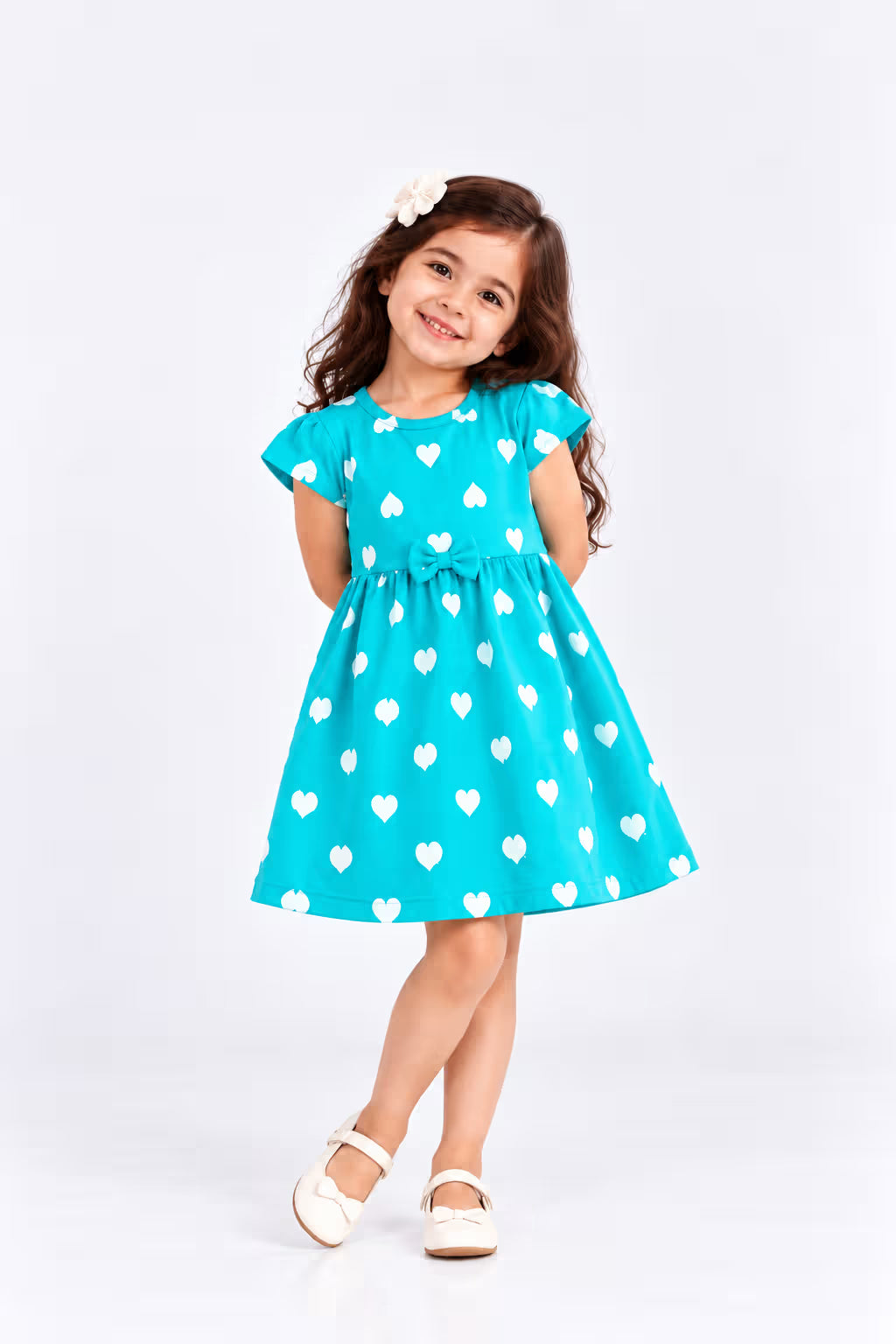 🩵 Aqua Heart Flutter Dress