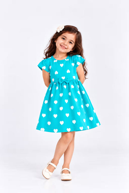 🩵 Aqua Heart Flutter Dress