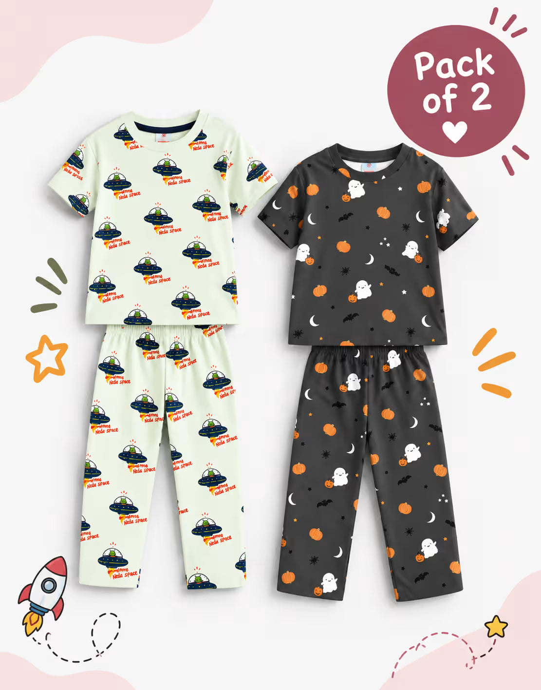 Moonlight & Magic Kids Night Suit Combo – Pack of 2 🌙✨