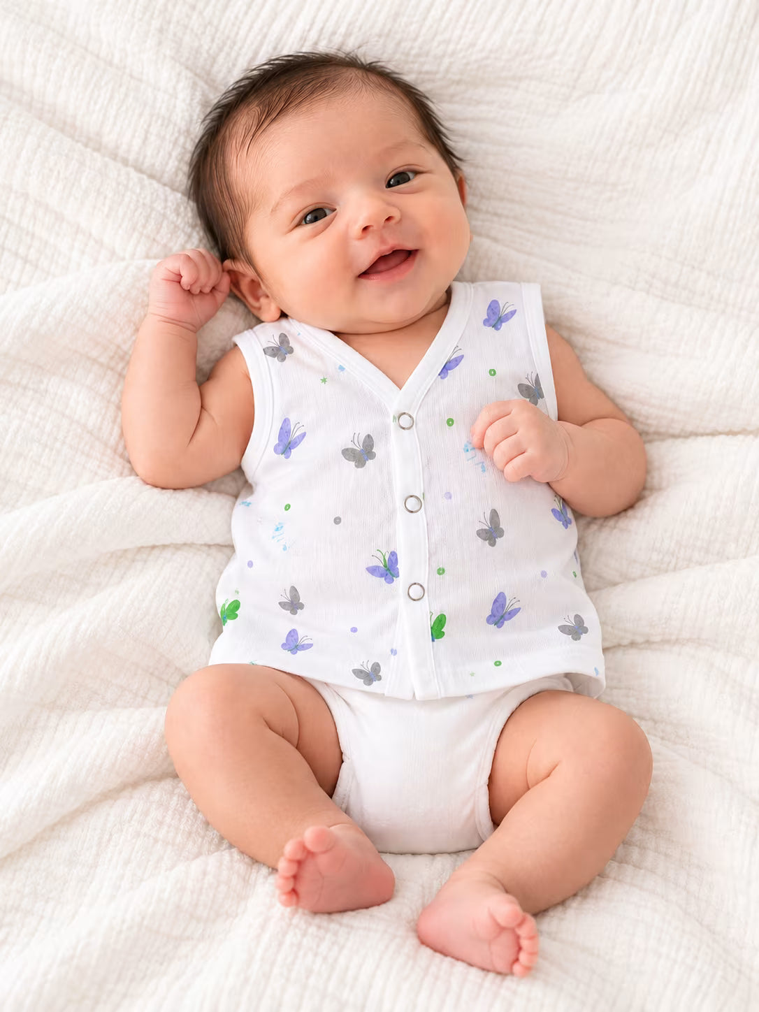 🦋 Newborn Butterfly Print Baby Vest Jabla