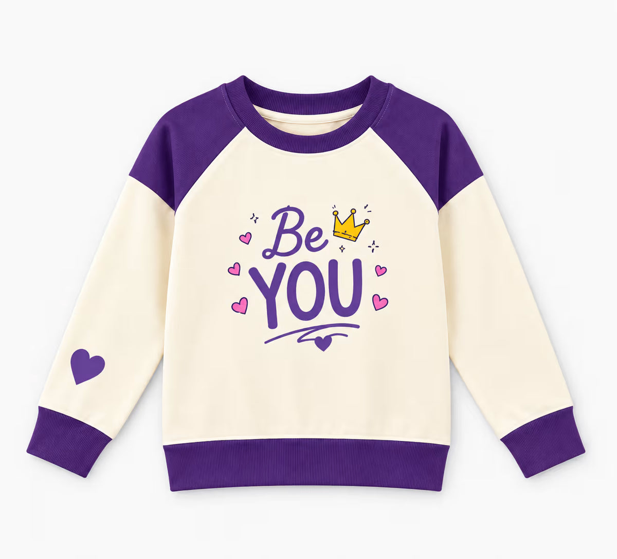 Be You Crown Print Raglan Full Sleeve Kids Sweatshirt💜