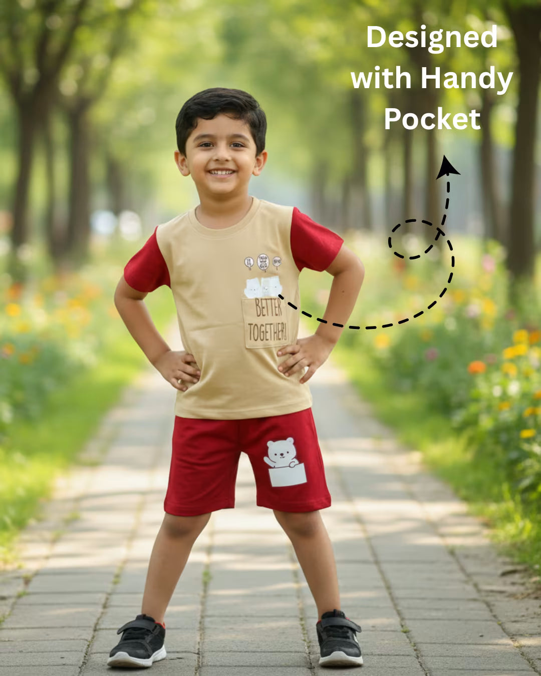 Beige & Red ‘Better Together’ Kids Set