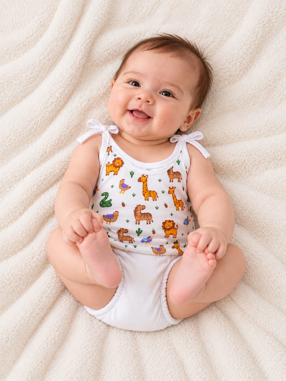👶 Newborn Baby Safari Animal Print Tie-Shoulder Jabla