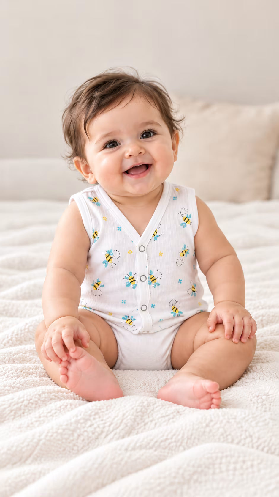 🐝 Newborn Cute Bee Print Baby Vest Jabla
