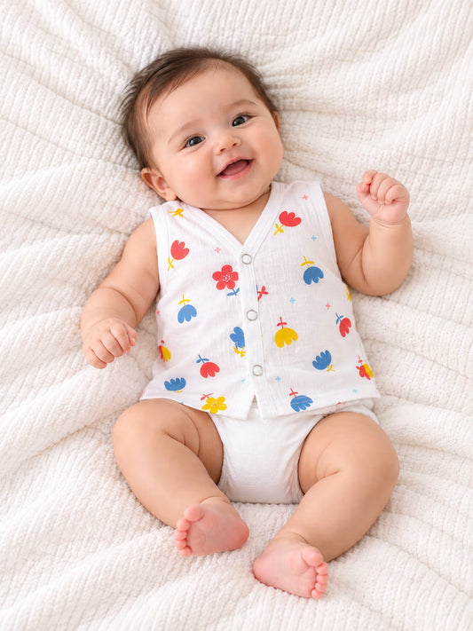🌸 Newborn Colorful Flower Garden Baby Vest Jabla