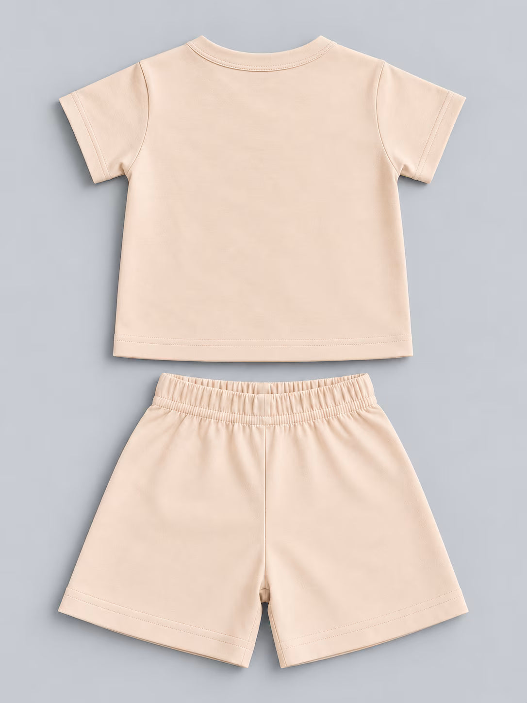 👶 Cream “Be Kind” Baby Cotton Interlock T-Shirt & Shorts Set 🐘🤍✨