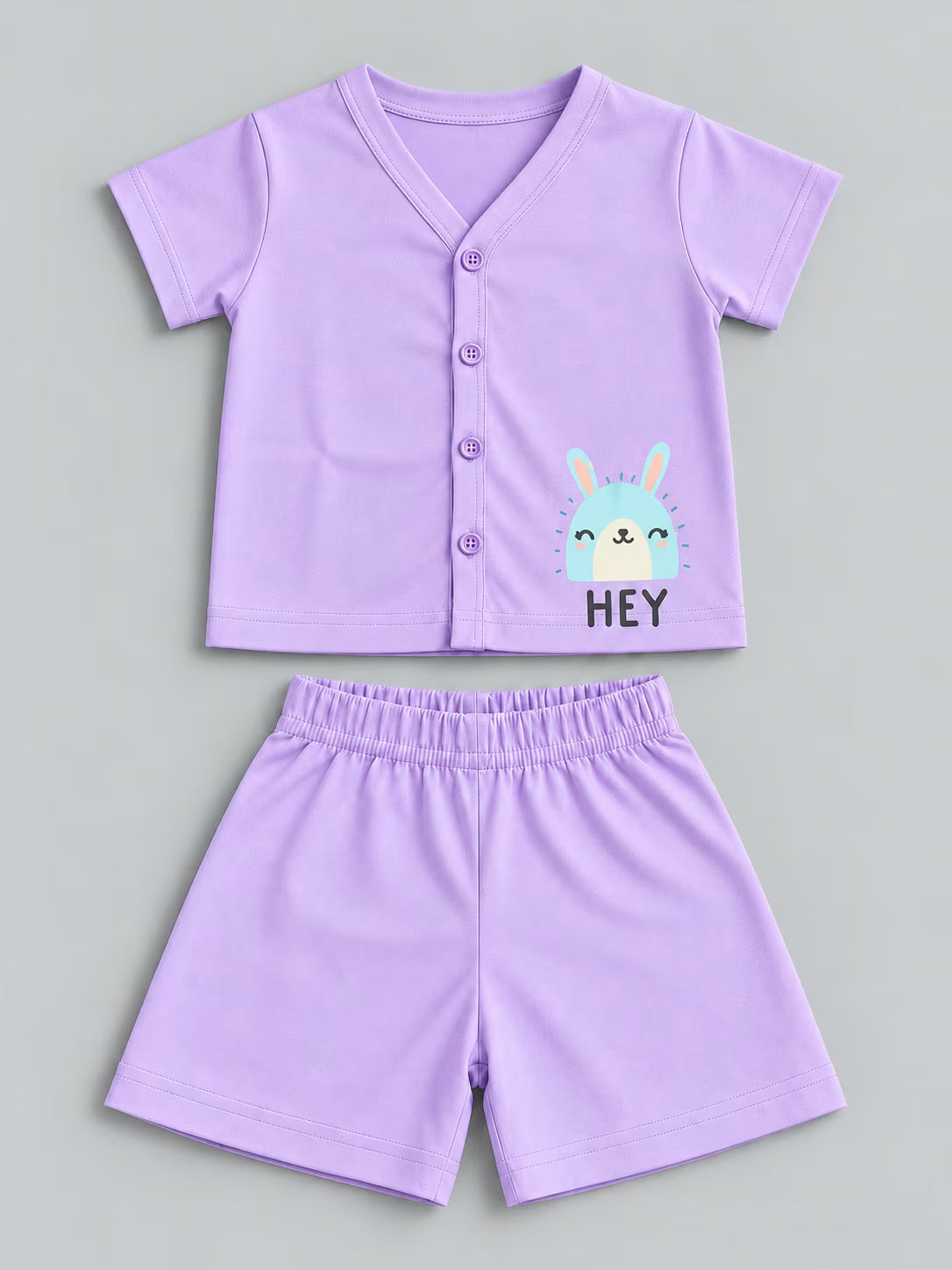 👶 Lavender Bunny Baby Cotton Interlock T-Shirt & Shorts Set 🐰💜✨