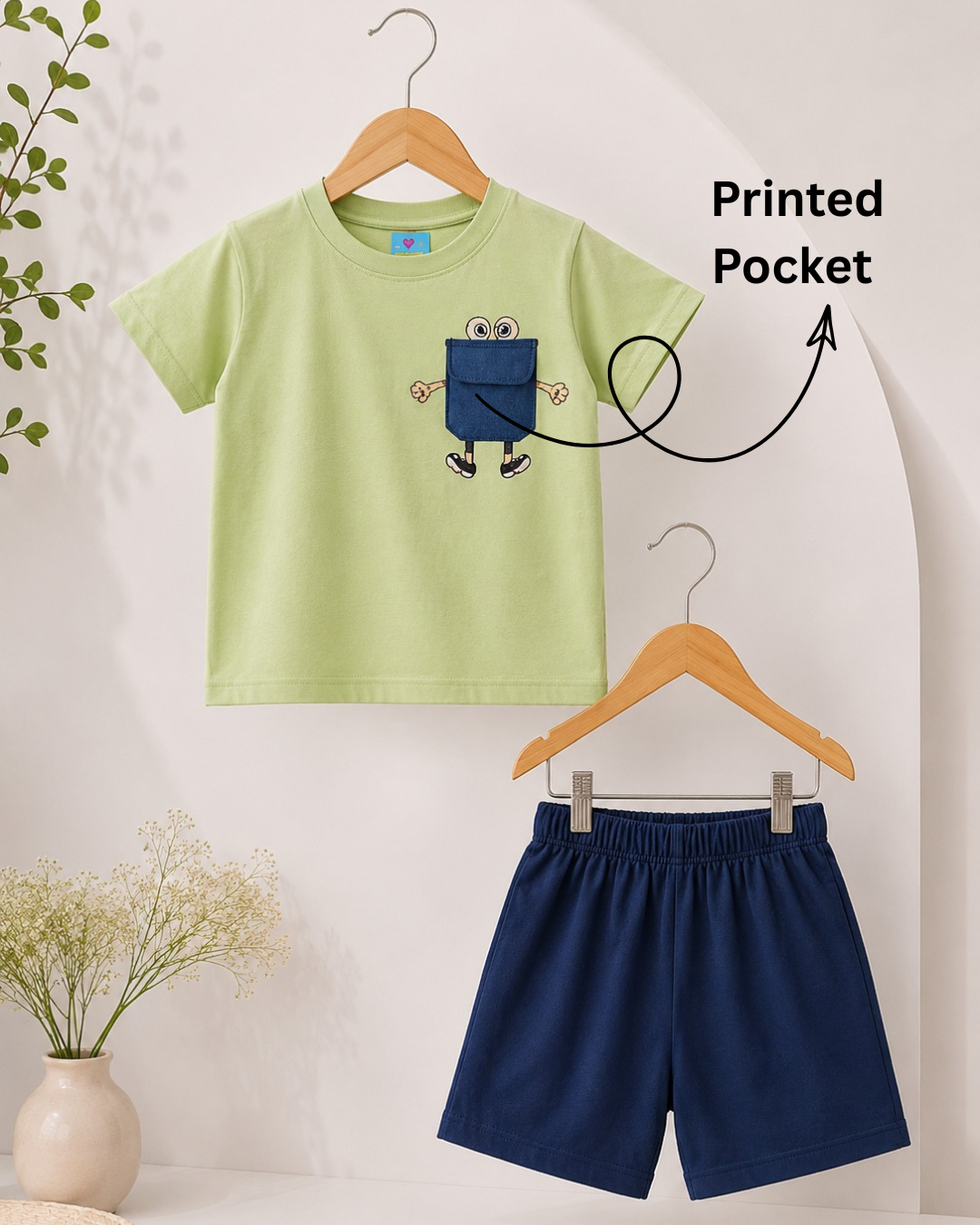 Peek-a-Boo Pocket T-Shirt & Shorts Set