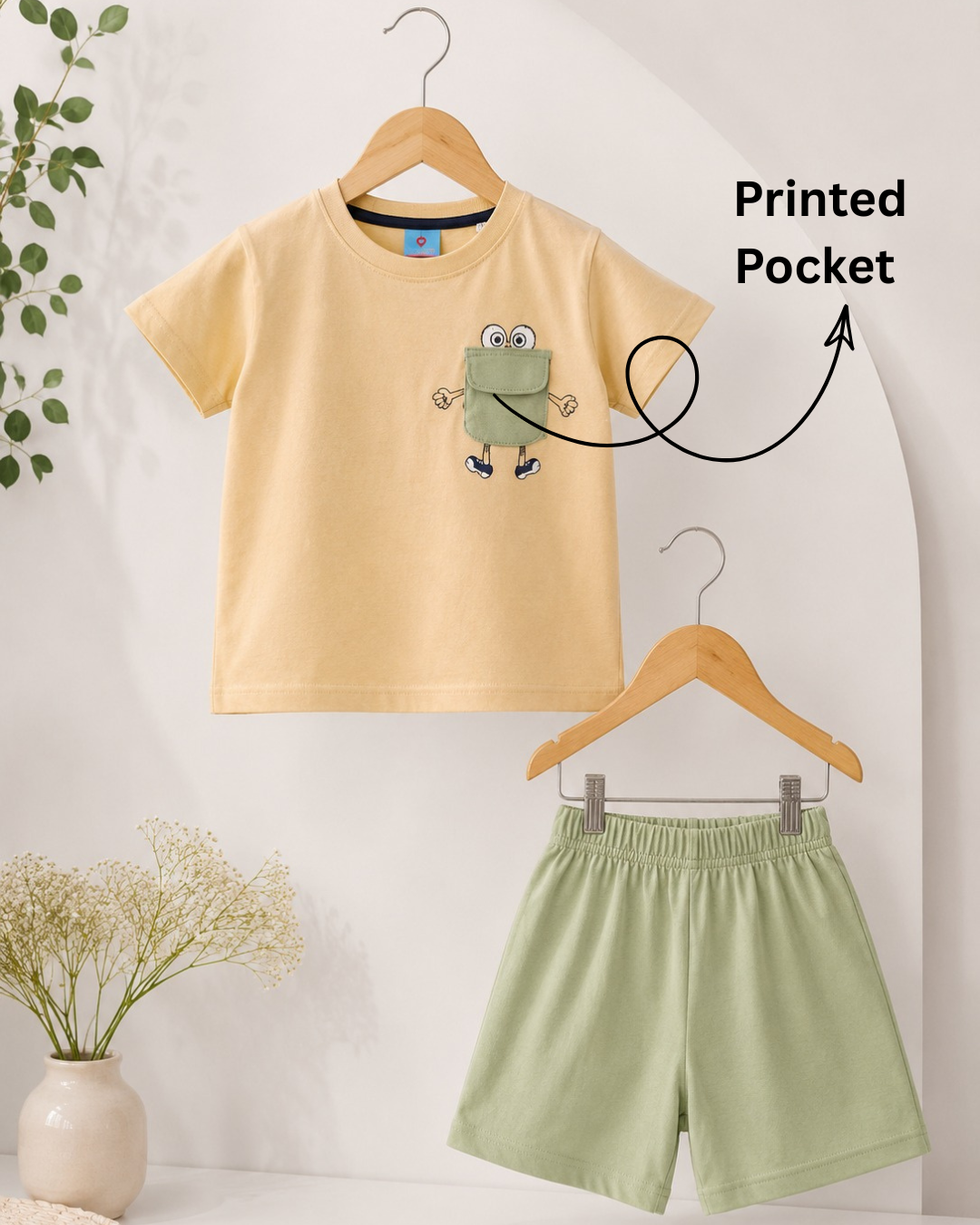 Peek-a-Boo Pocket T-Shirt & Shorts Set