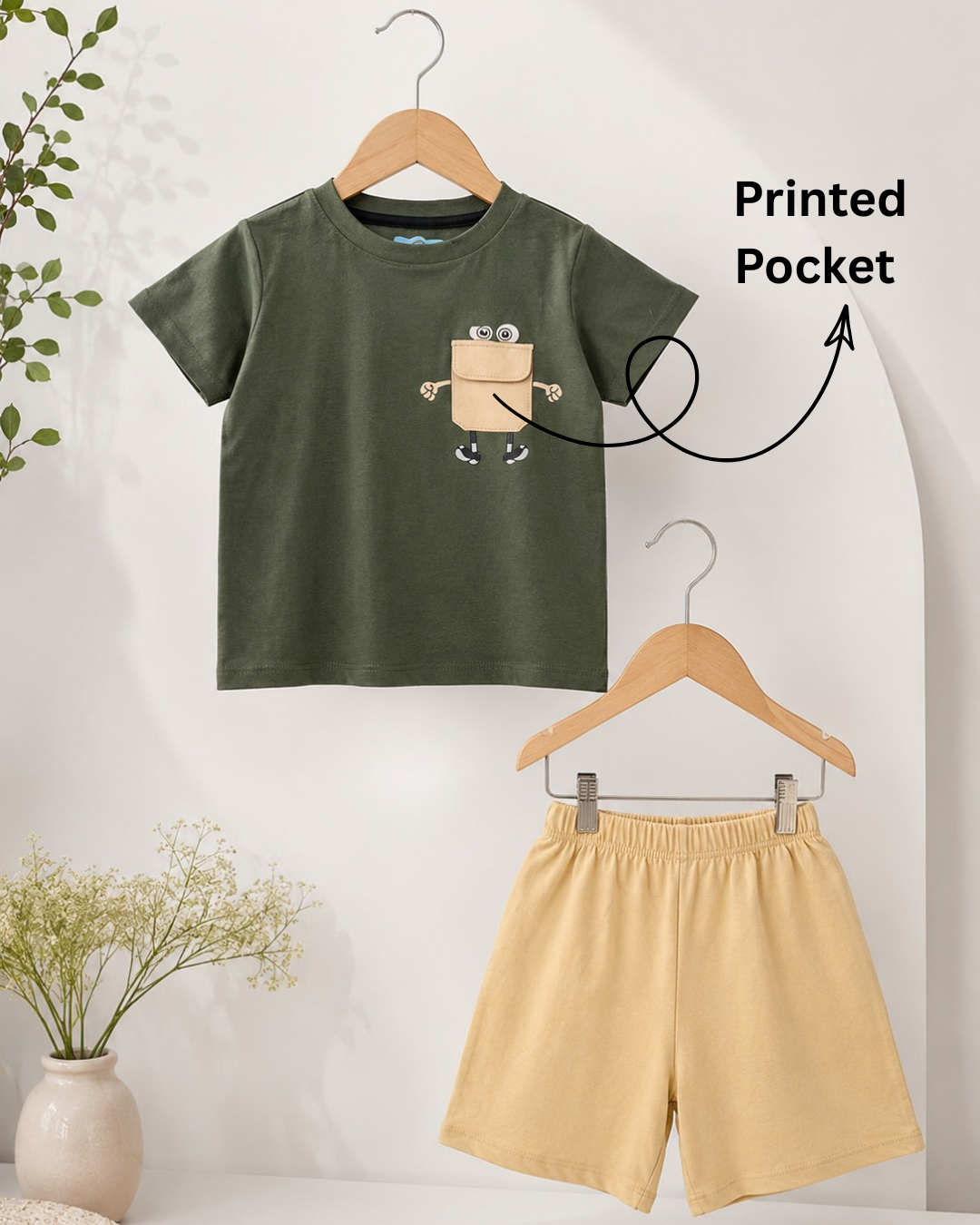 Peek-a-Boo Pocket T-Shirt & Shorts Set