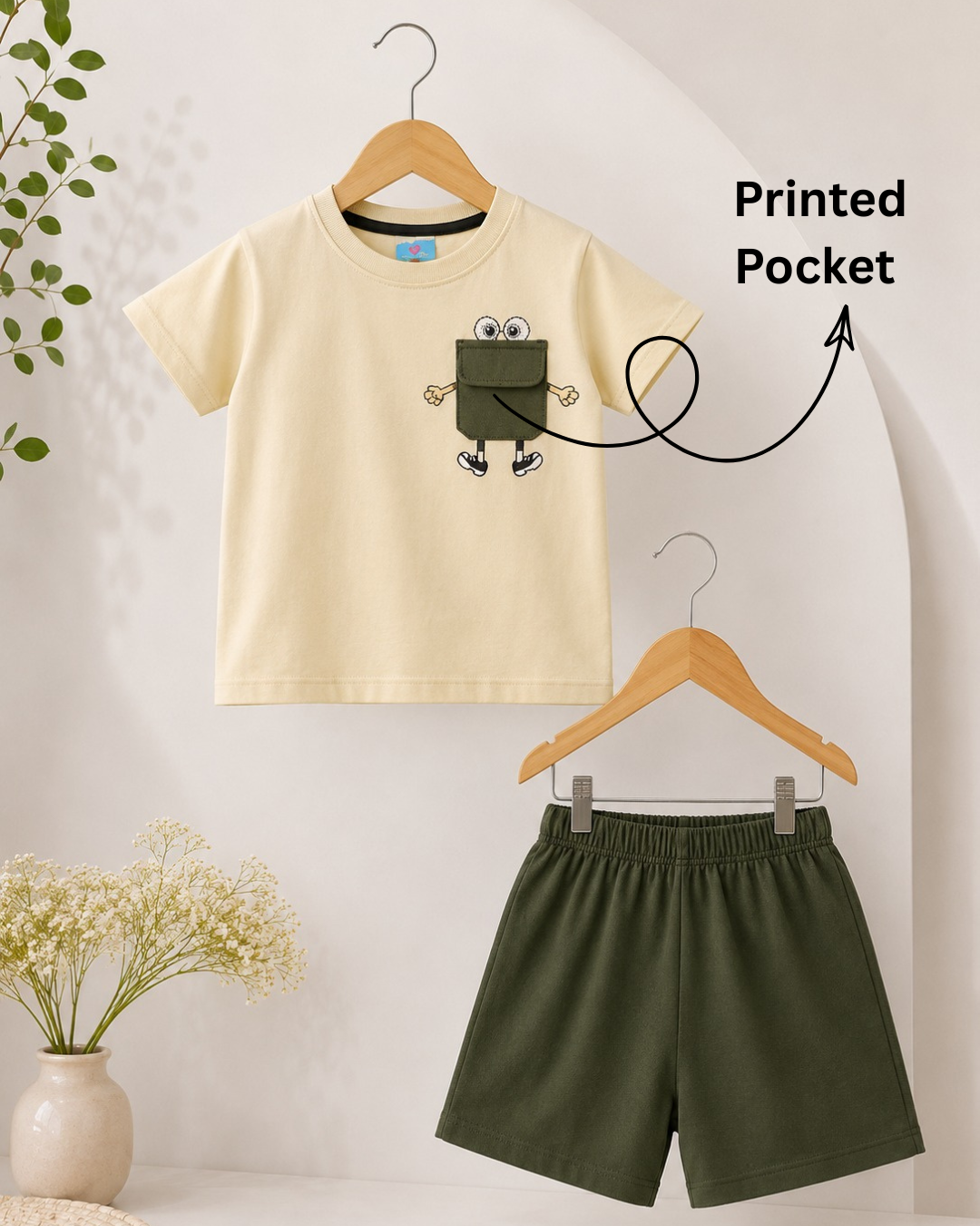 Peek-a-Boo Pocket T-Shirt & Shorts Set