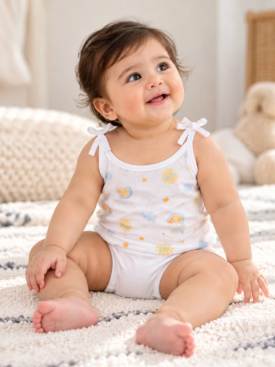 🌈☀️ Newborn Printed Muslin Tie-Shoulder Baby Vest Jabla