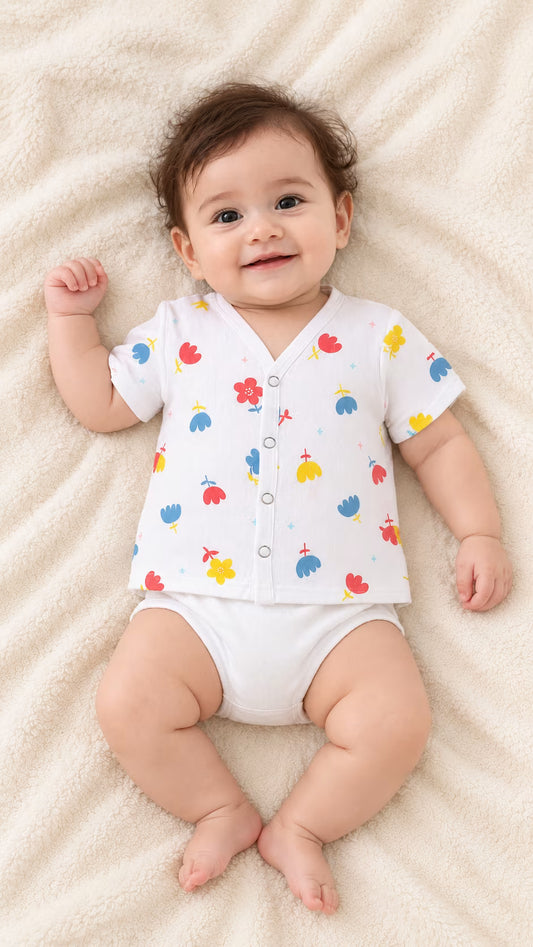 🌼 Newborn Colorful Floral Print Baby Vest Jabla