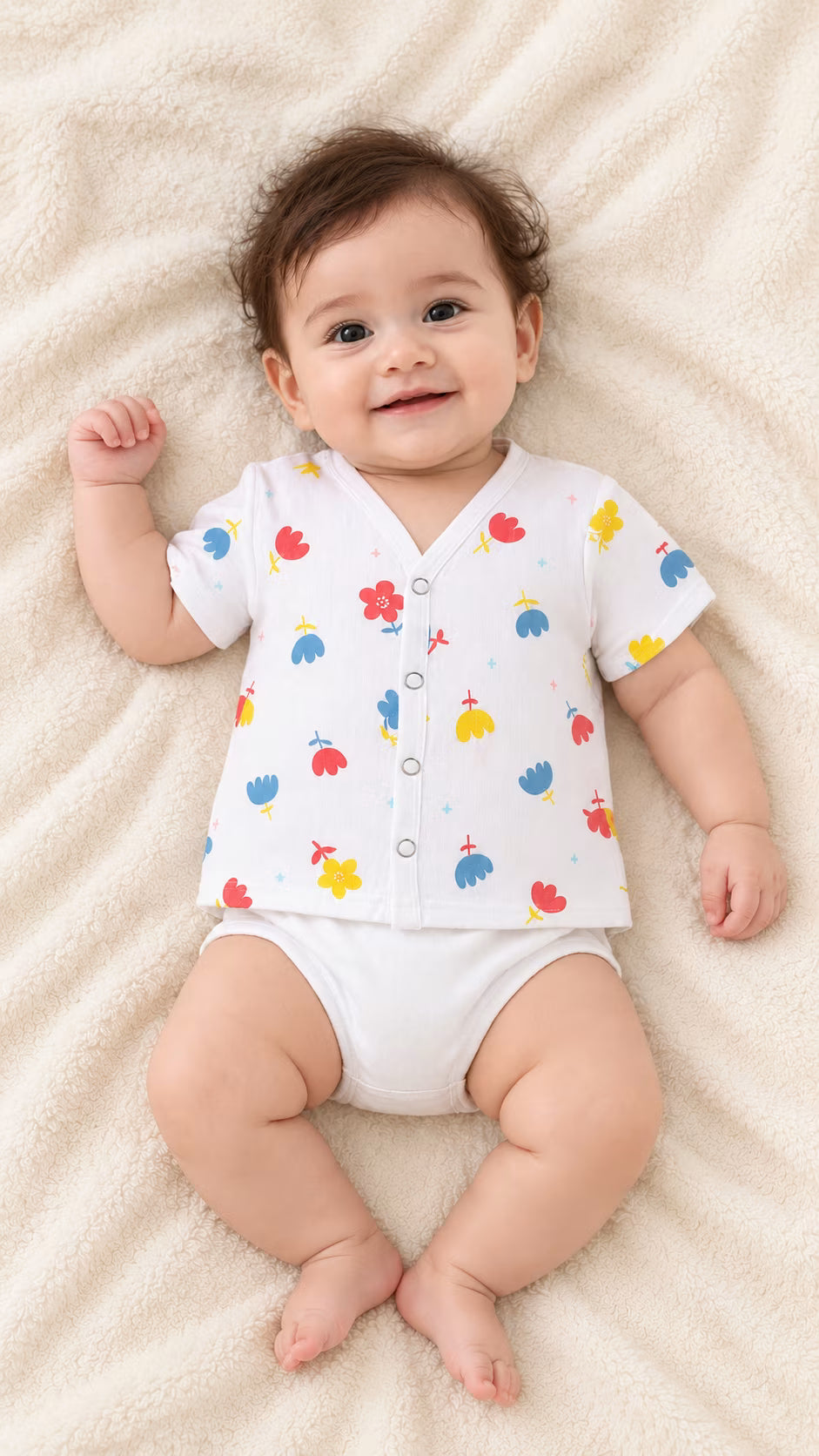 🌼 Newborn Colorful Floral Print Baby Vest Jabla
