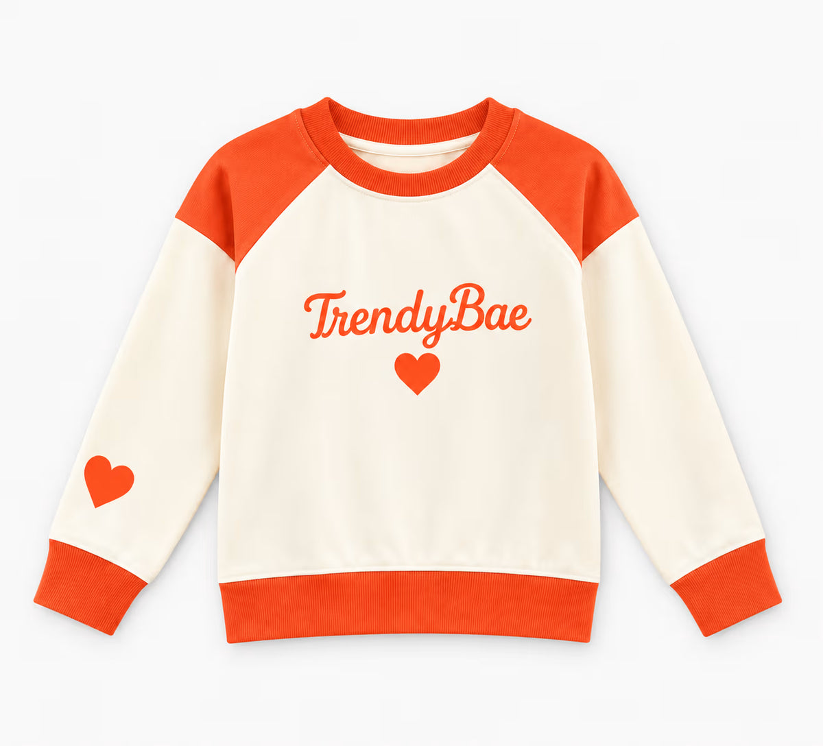 TrendyBae Heart Print Raglan Full Sleeve Kids Sweatshirt 🧡