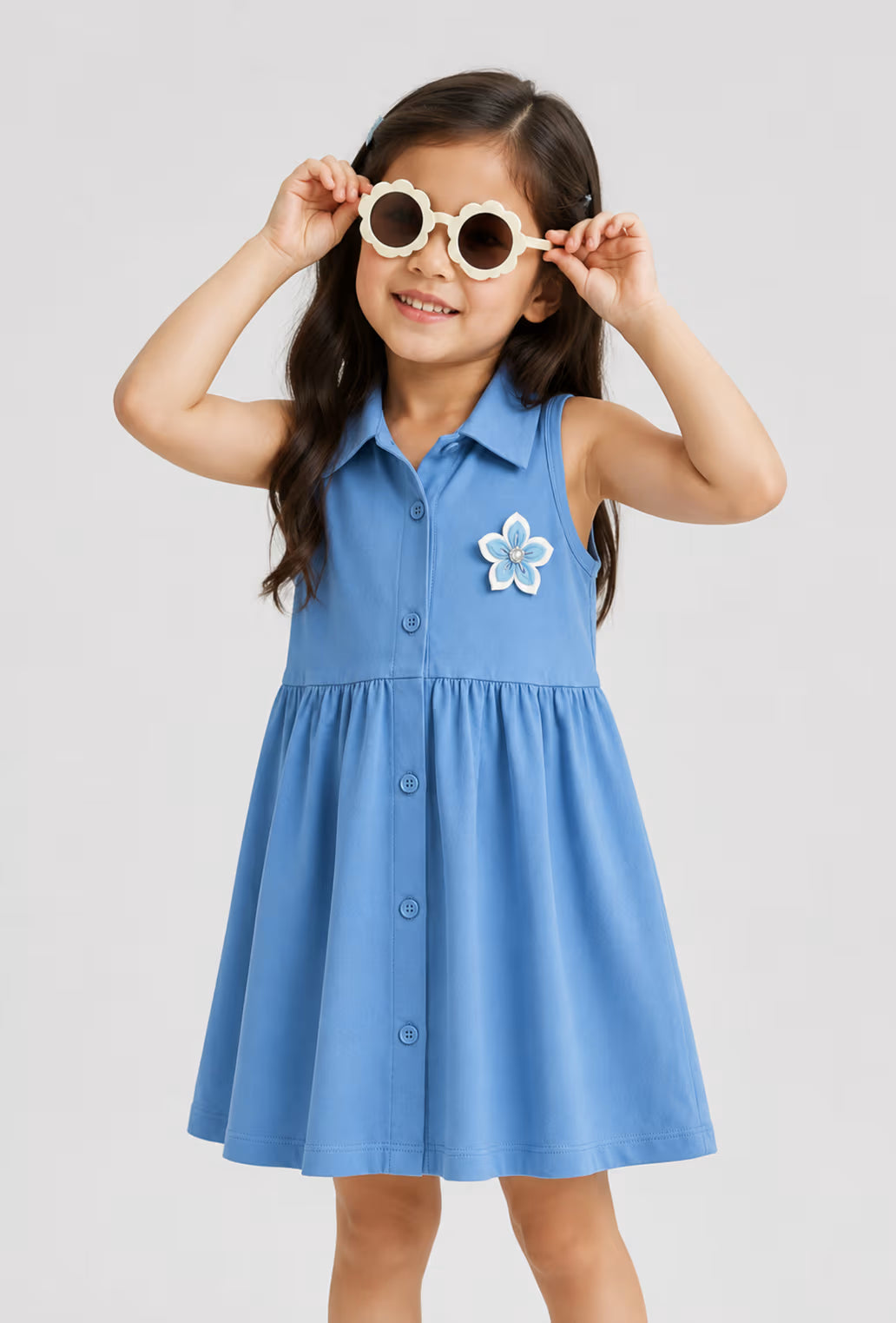 Blue Blossom Collared Dress