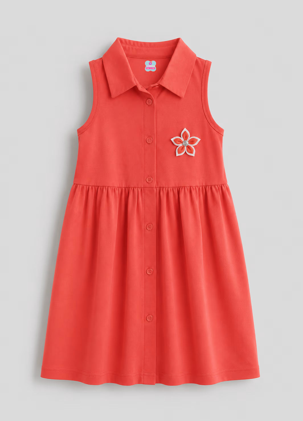 Coral Blossom Collared Dress