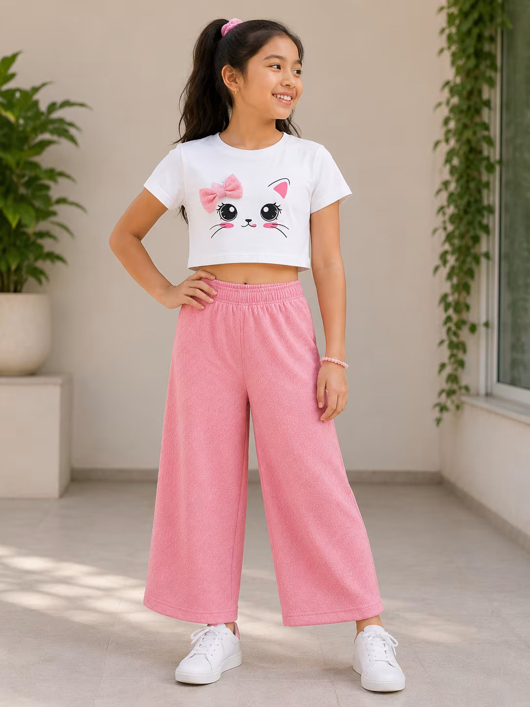 Kitty Bow Crop Co-ord Set