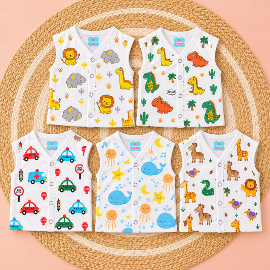 👶 Printed Muslin Jabla Variety Combo – Pack of 5