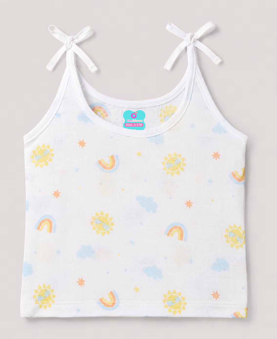 Baby Girls Muslin Sleeveless Tie-Shoulder Camisole Vest Set | Soft Breathable Cotton Muslin | Pack of 5