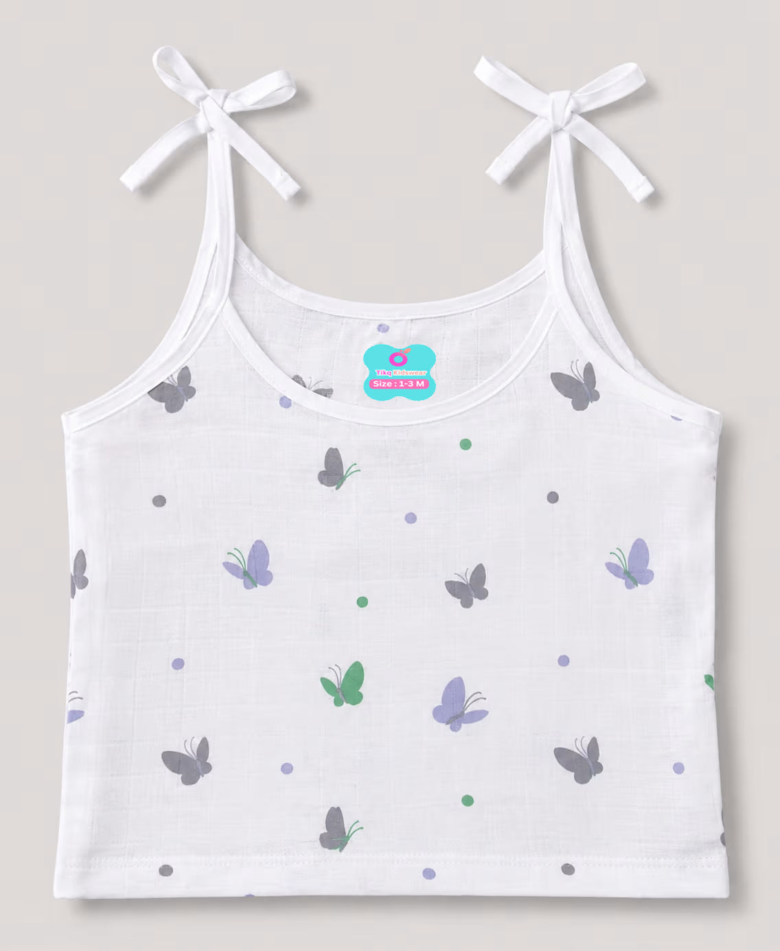 Baby Girls Muslin Sleeveless Tie-Shoulder Camisole Vest Set | Soft Breathable Cotton Muslin | Pack of 5