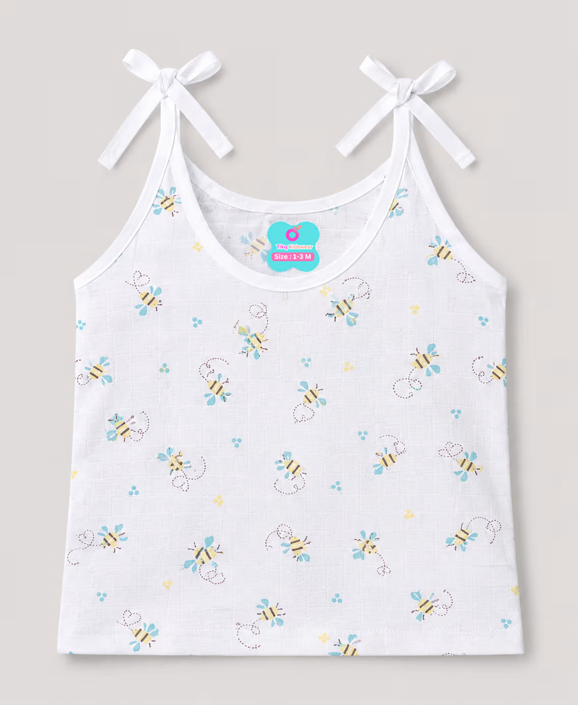 Baby Girls Muslin Sleeveless Tie-Shoulder Camisole Vest Set | Soft Breathable Cotton Muslin | Pack of 5