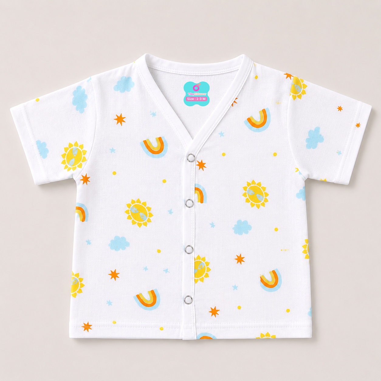 Baby Unisex Muslin Printed Short Sleeve Jabla | Soft Breathable Cotton Muslin | Pack of 5