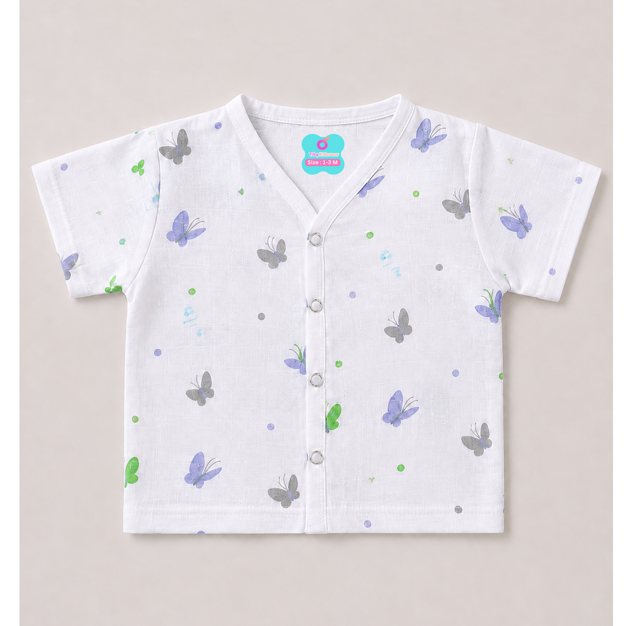 Baby Unisex Muslin Printed Short Sleeve Jabla | Soft Breathable Cotton Muslin | Pack of 5