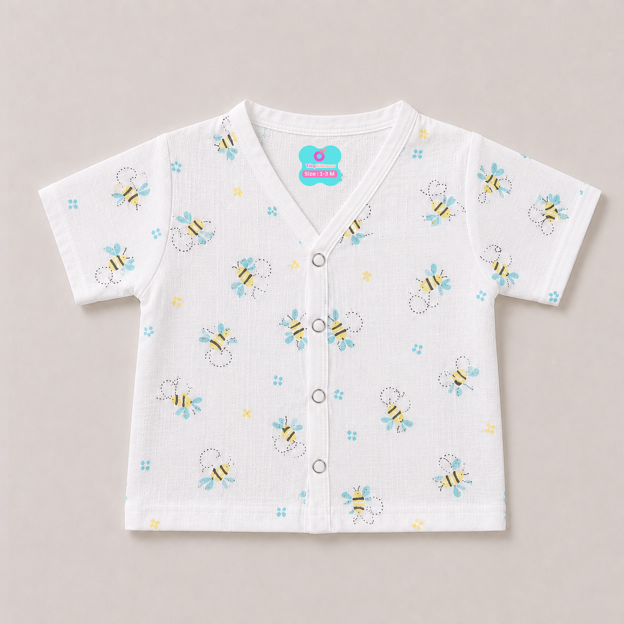 Baby Unisex Muslin Printed Short Sleeve Jabla | Soft Breathable Cotton Muslin | Pack of 5
