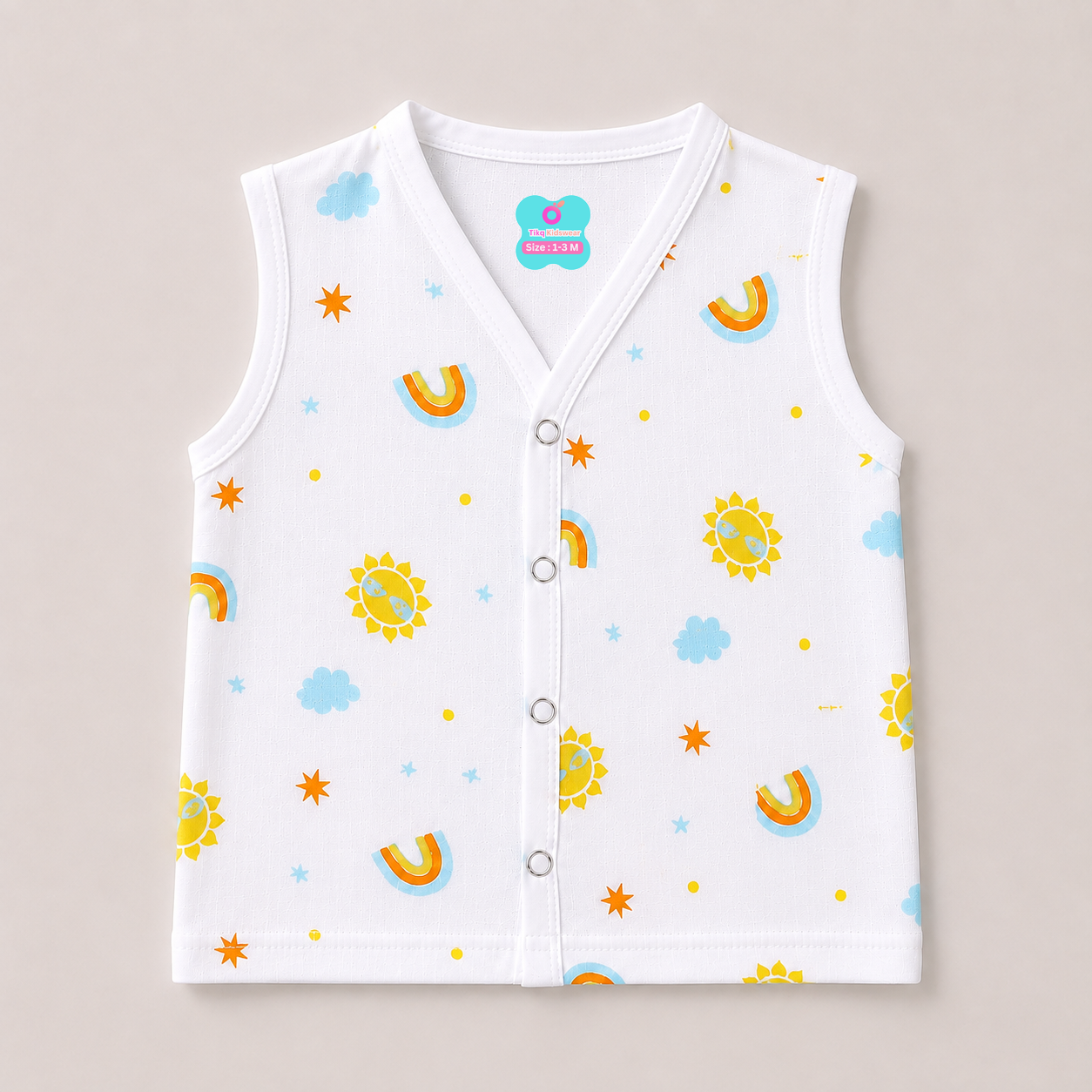Baby Unisex Muslin Sleeveless Printed Jabla | Soft Breathable Cotton Muslin | Pack of 5