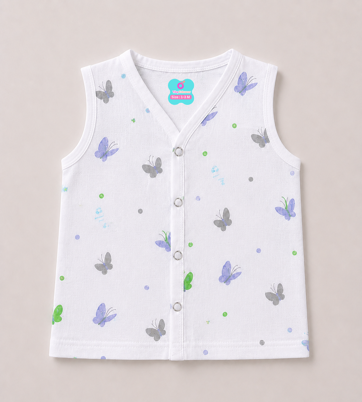 Baby Unisex Muslin Sleeveless Printed Jabla | Soft Breathable Cotton Muslin | Pack of 5
