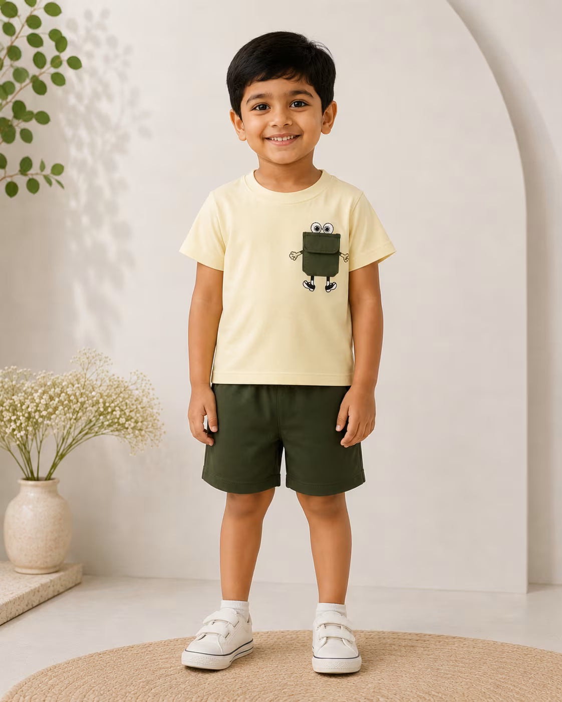 Peek-a-Boo Pocket T-Shirt & Shorts Set