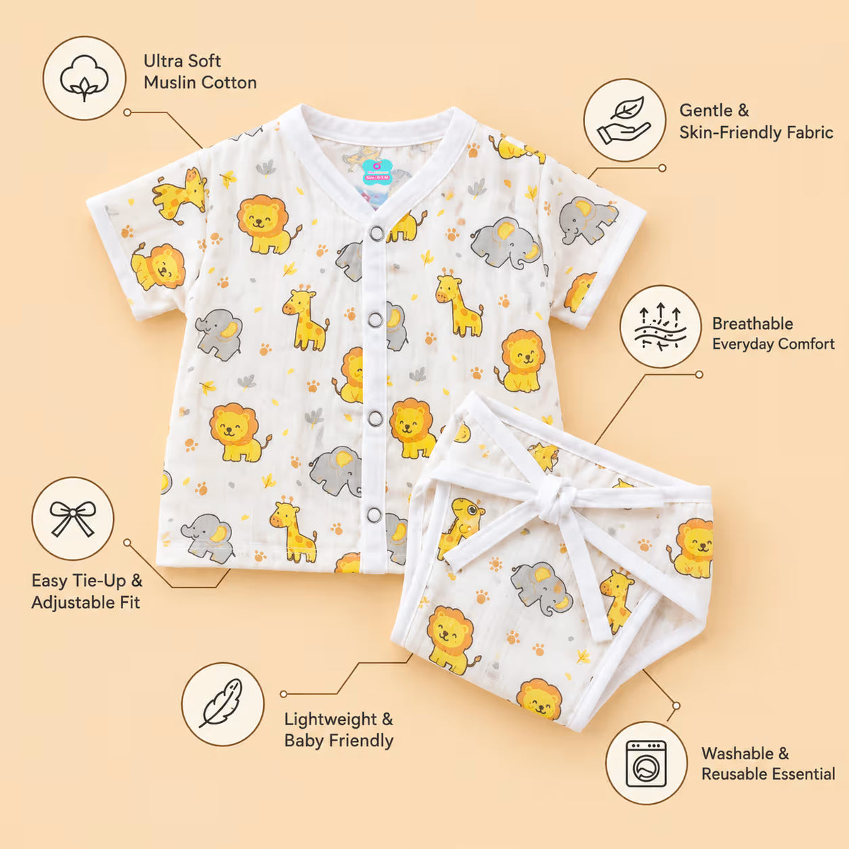 👶 Newborn Muslin Jabla with Nappy Set