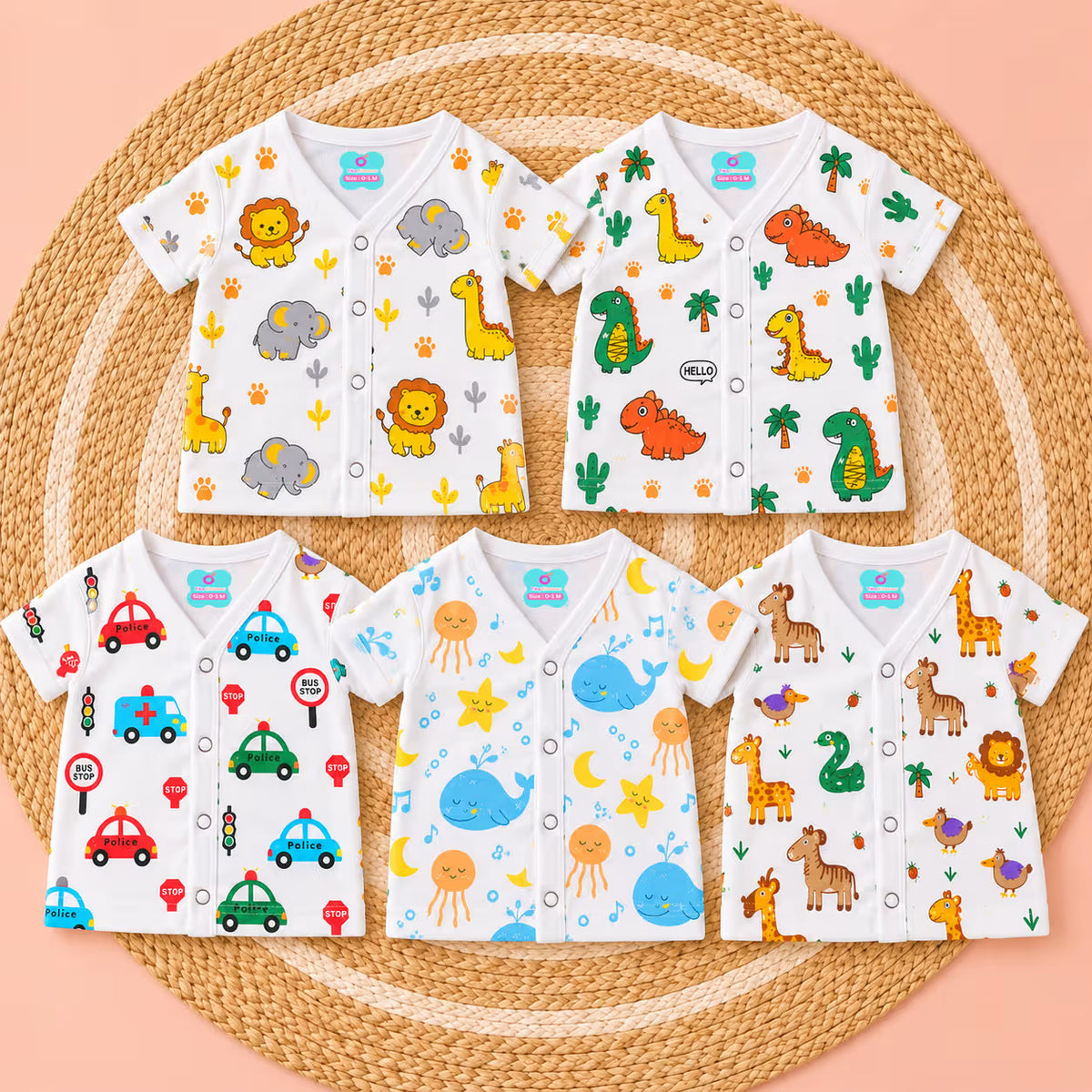 👶 Newborn Muslin Jabla Variety Combo – Pack of 5
